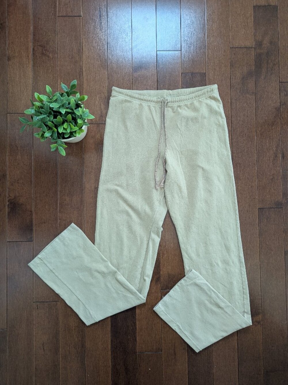NEUTRAL COTTON VINTAGE Y2K FLARE PANTS